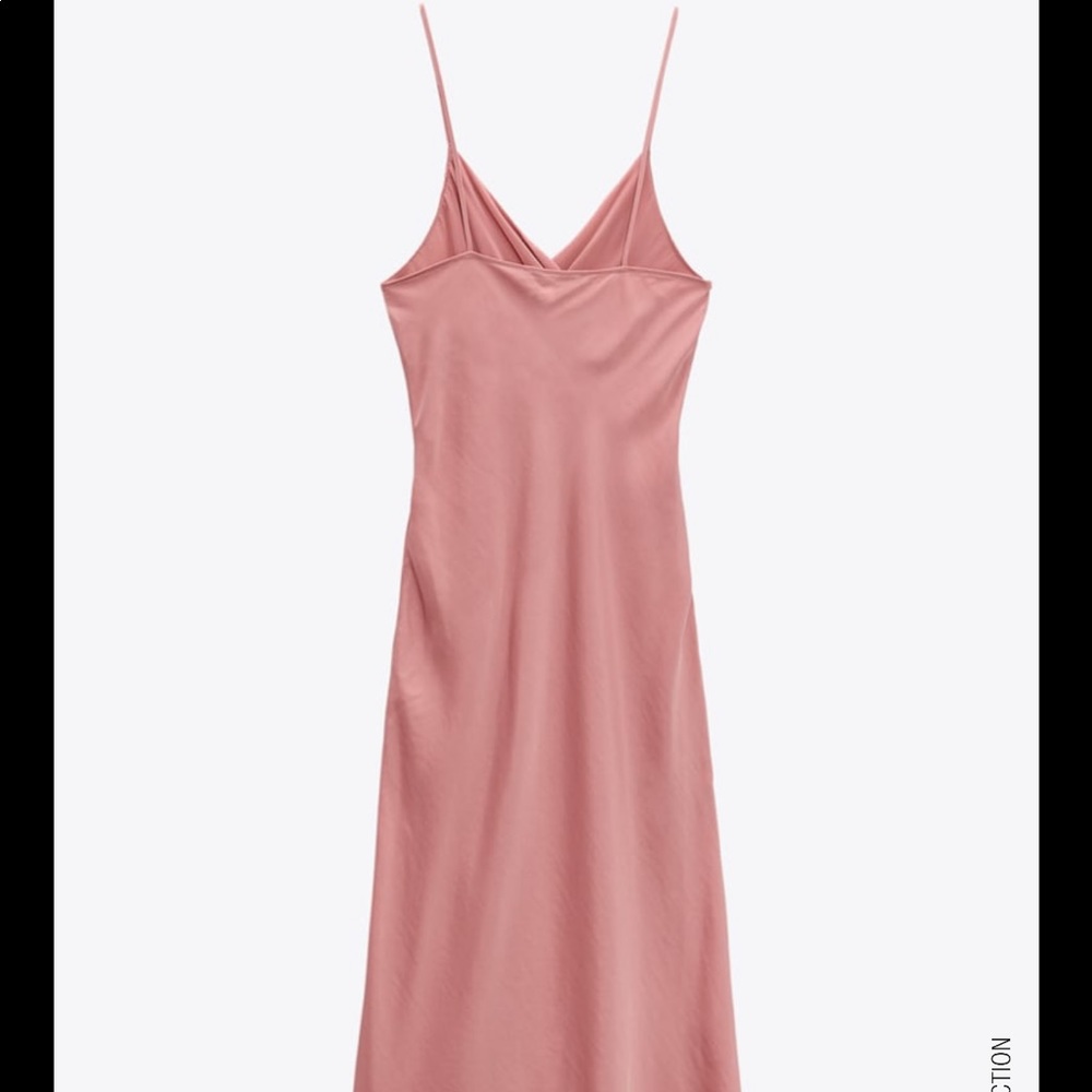 Zara Dusty Rose Slip Midi Dress - Picture 4 of 9